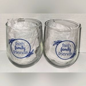 2 Piece Stemless Wine Glass Set (Faith Family Friends)